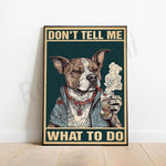 Poster toile chien gangster tatoué vin rétro décoration murale