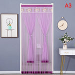 rideau porte anti moustiques blanc jaune violet rose broderie cerfs fleurs transparent classique ruban