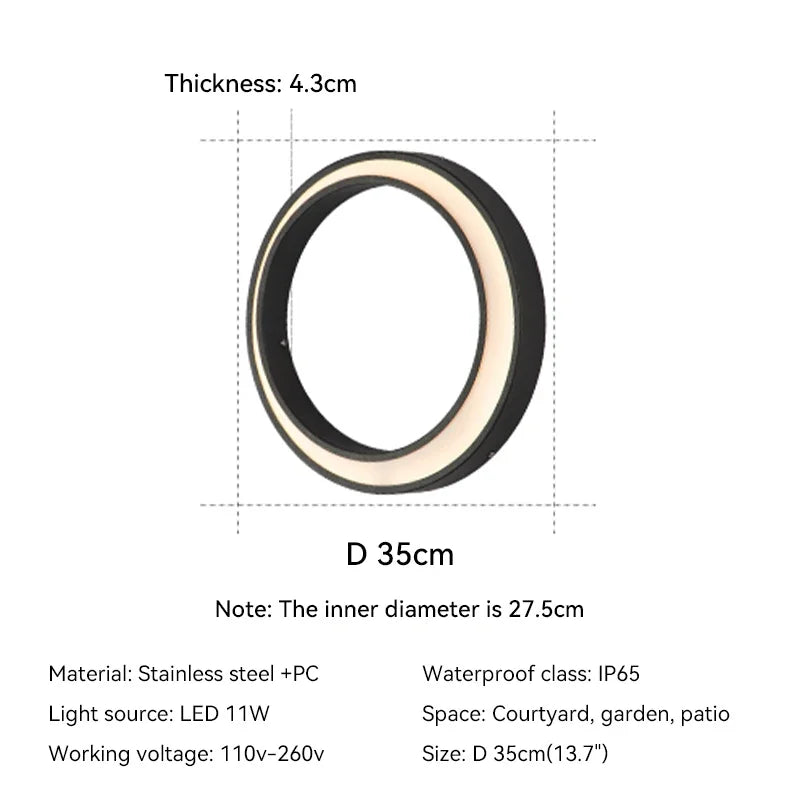 lampe murale extérieure moderne ip65 led blanc noir résistante eau 110v 240v