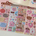 stickers 3d bulles kawaii animaux coeurs étoiles maison ours chauves souris pompons cloches journal