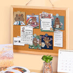 tableau d'affichage mural classique double face bois marron clous arrondis suspension photos étude decoration