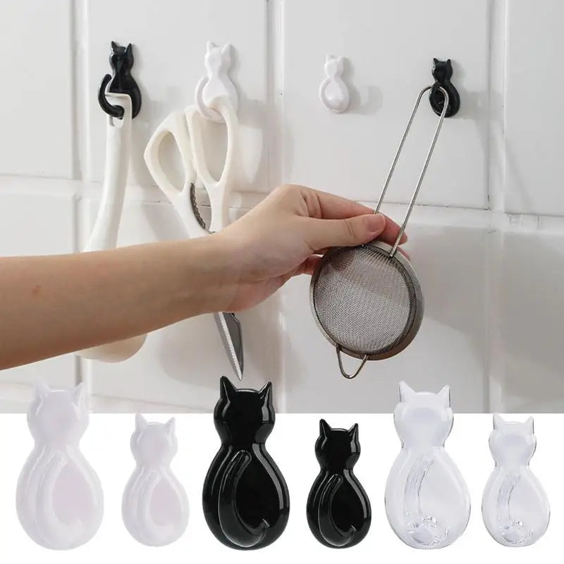 crochets muraux adhésifs formes chats animés noirs blancs transparents modernes pièces