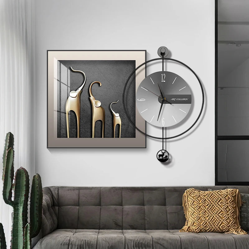 horloge murale moderne métal cadre décoratif salon maison aiguille silencieuse grande taille