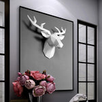décoration murale moderne tête cerf résine peinte main blanc jaune rose chambre salon