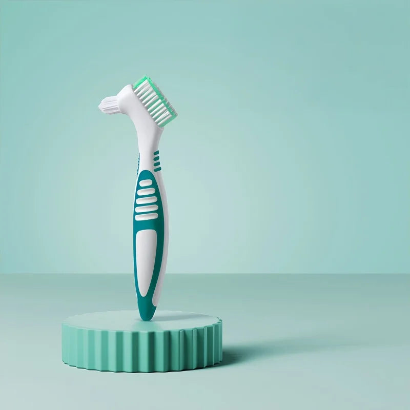 brosse dents conteneur prothèse dentaire bleu blanc moderne pratique hygiène buccale set accessoire santé
