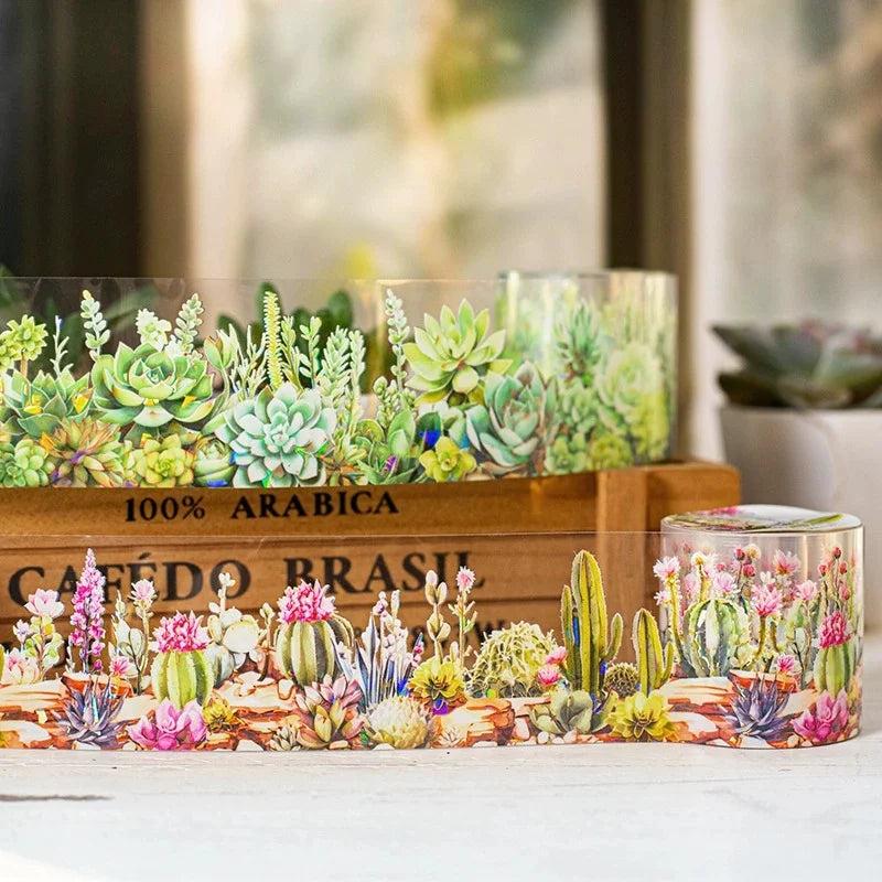 ruban washi multicolore fleurs cactus moderne journal scrapbooking projet diy planner cartes adhésif