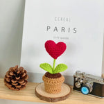 plante artificielle crochetée pot rouge feuilles vertes intérieur décoration mariage anniversaire