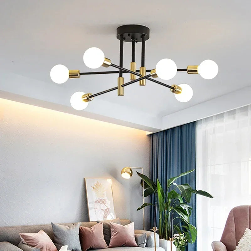 lampe suspension moderne noir doré blanc sphères translucides scandinave fixations vis éclairage intérieur chambre
