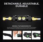 lampe frontale led rechargeable 1200 lumens ipx6 étanche hiking noir jaune vert