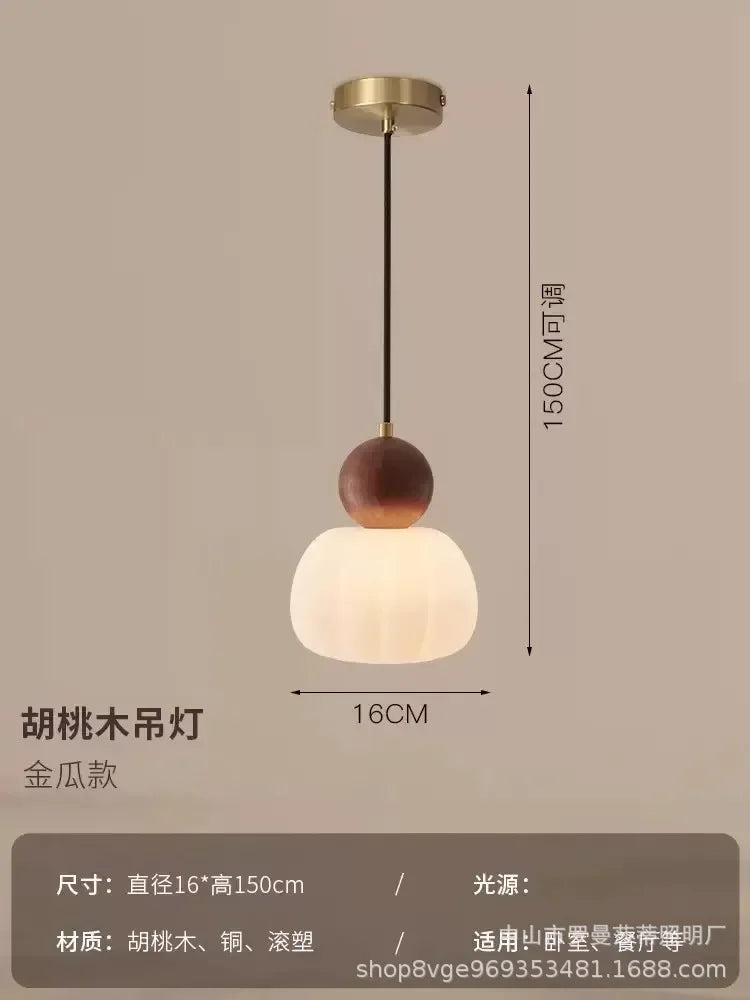 suspension lumineuse trois abatjour bois foncé blanc laiteux moderne minimaliste