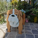 cache pot chien forme cartoon blanc beige marron noir rose vert détails visage plante