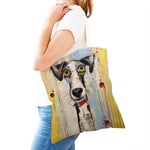 sac main moderne imprimé chien lunettes motifs géométriques couleurs variéesversible