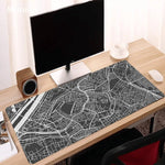 tapis souris cartographique noir blanc non glissant gamer moderne minimaliste