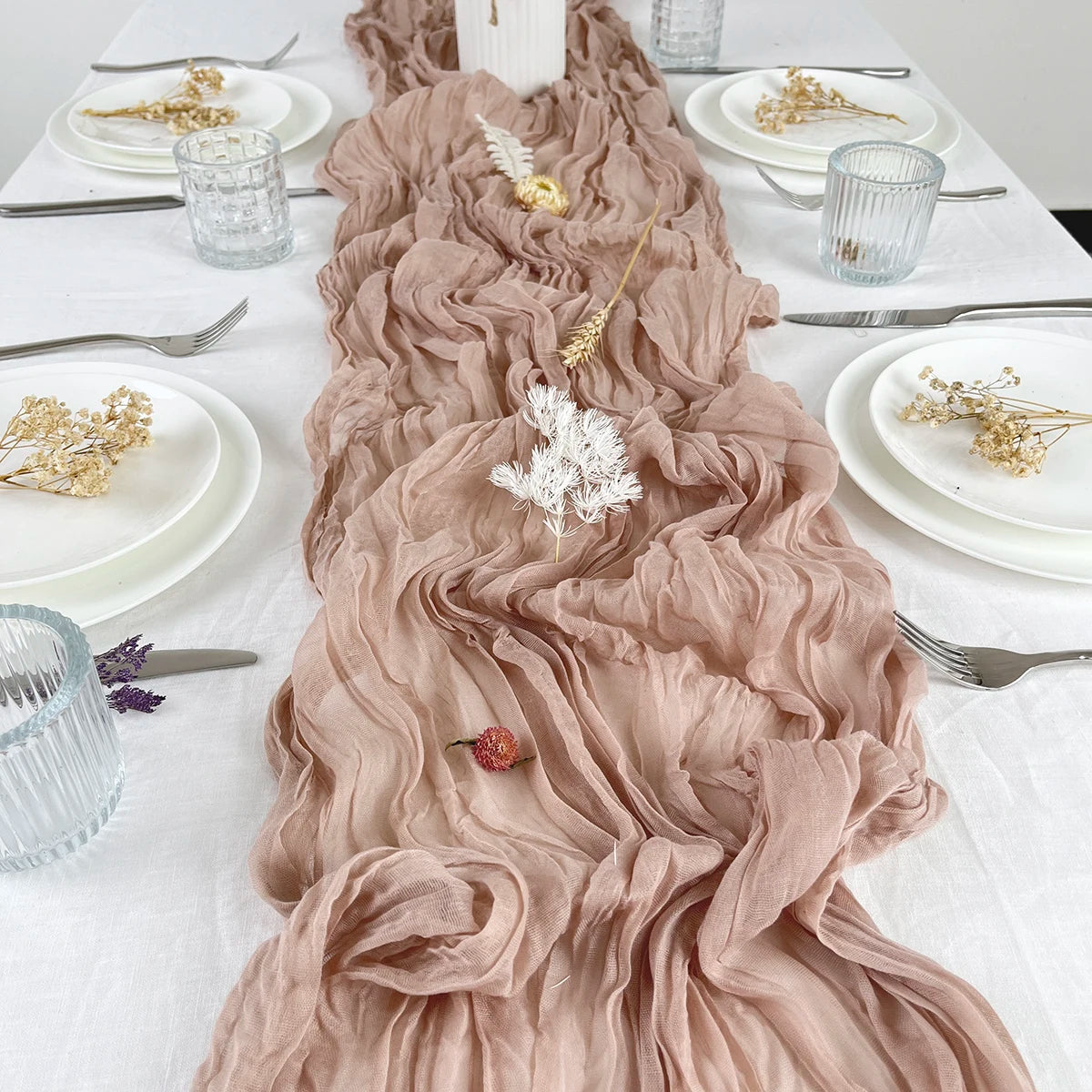 tableau decoratif chemin table rose plisse fleur seche halloween noel valentin mariage anniversaire festive