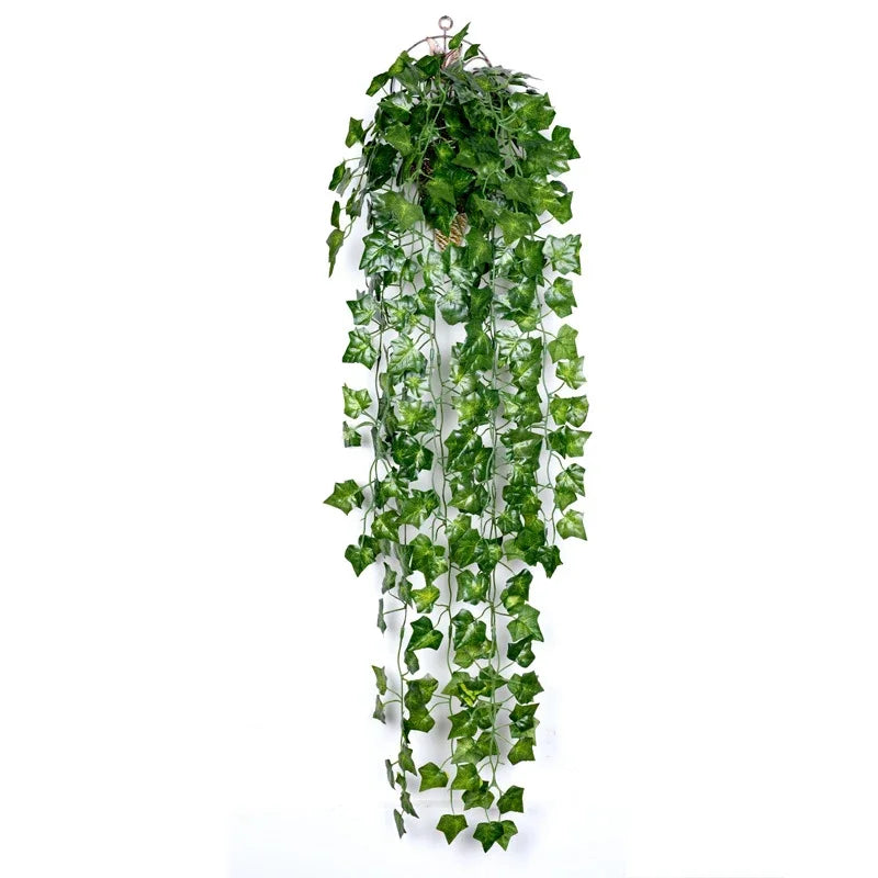 plantes artificielles suspendues feuilles ovales vigne moderne anneaux métalliques extérieur intérieur decoration