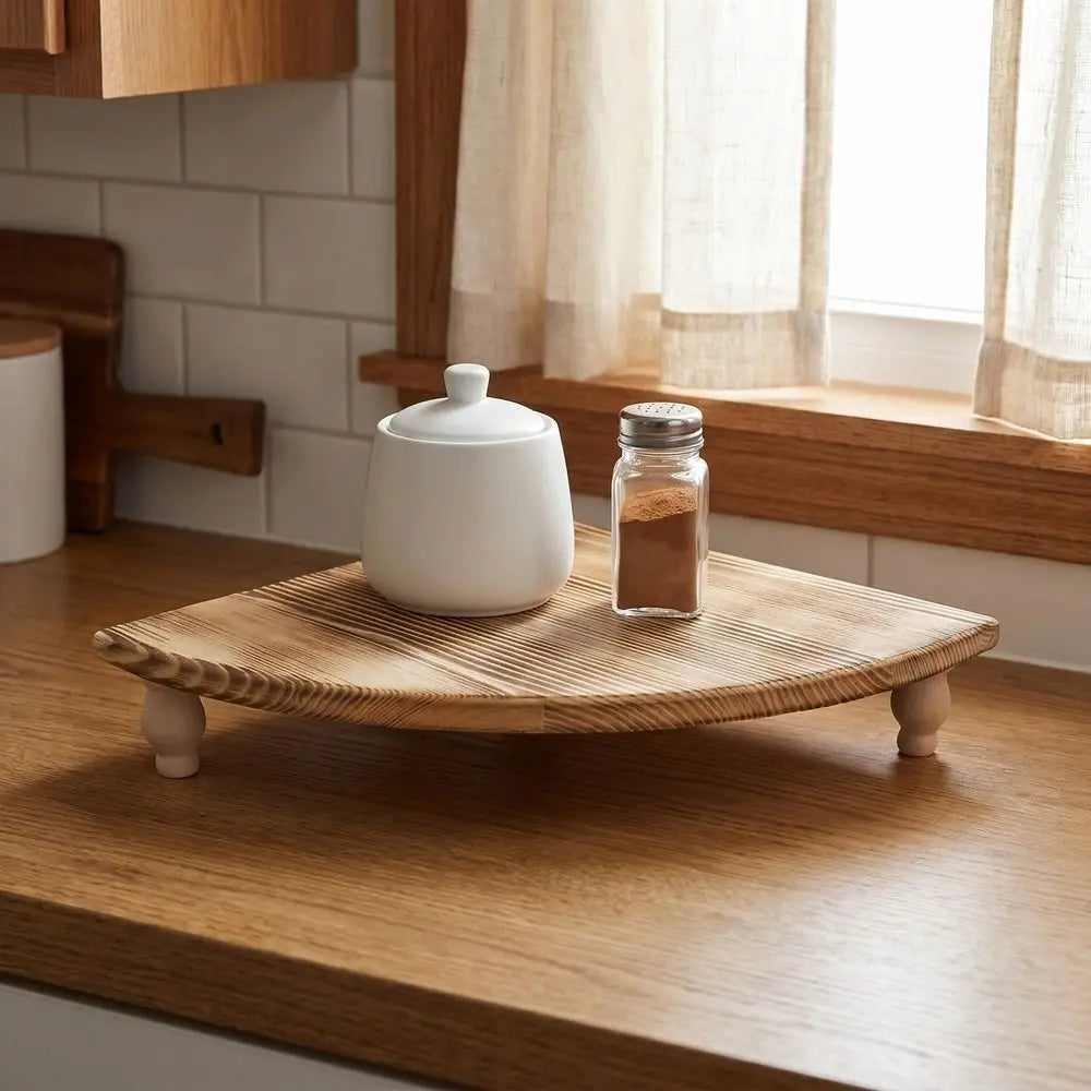 étagère bois forme éventail support cosmétiques pots fleurs rustique vintage
