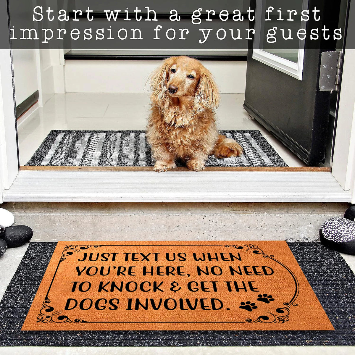 tapis bienvenue imperméable antidérapant caoutchouc floral orange marron gris