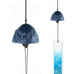 cloches vent moderne motif abstrait poissons vagues océan bleu vert noir jaune