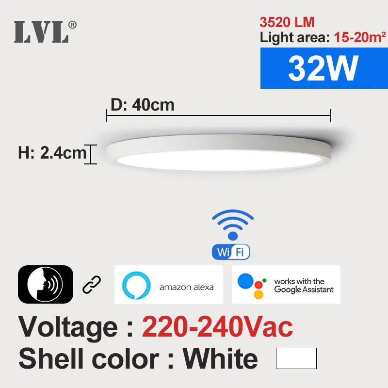 plafonnier led moderne blanc opalescent intensité variable wifi application commande vocale