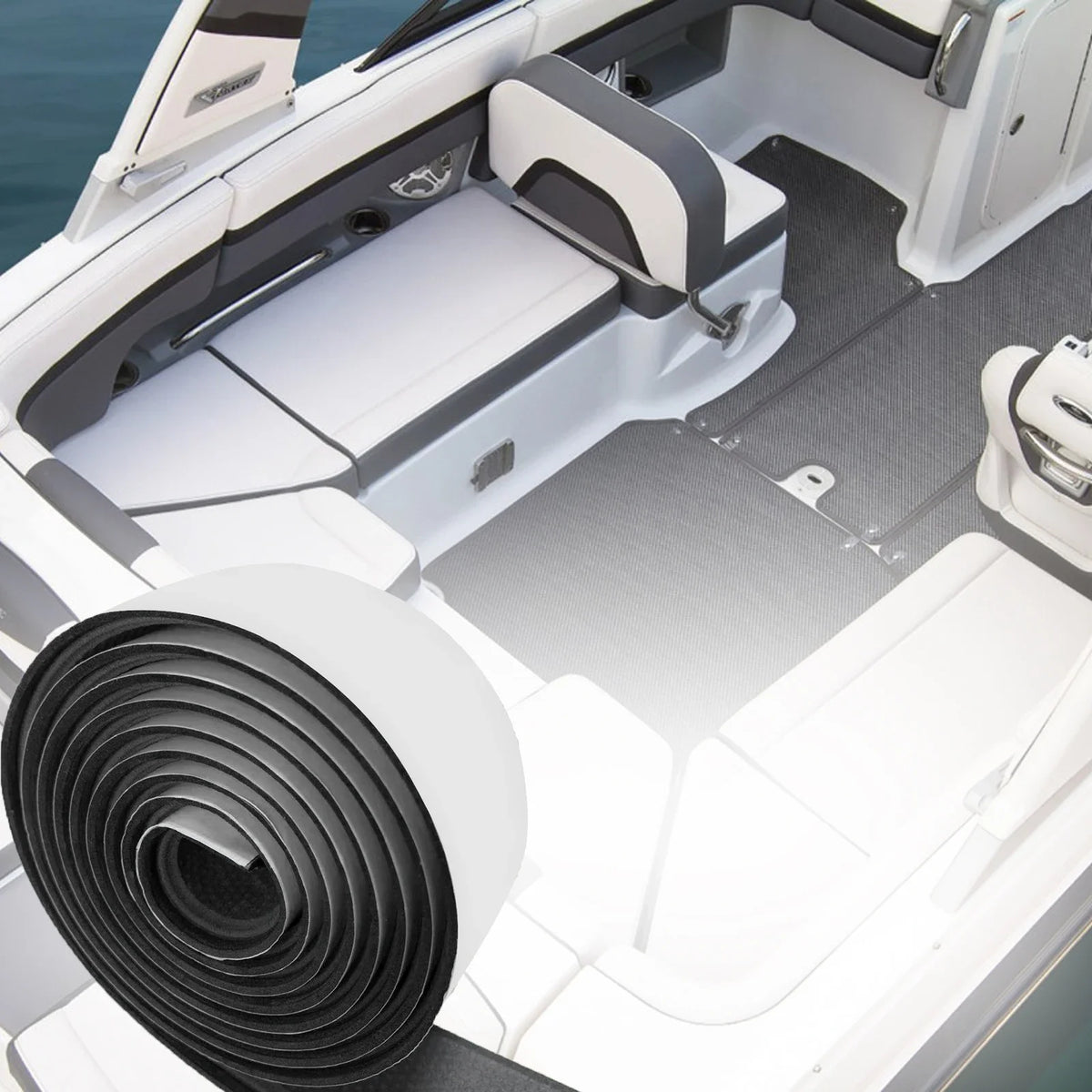 tapis sol rouge gris bateau adhésif grains riz moderne kayak yacht 2400x55mm