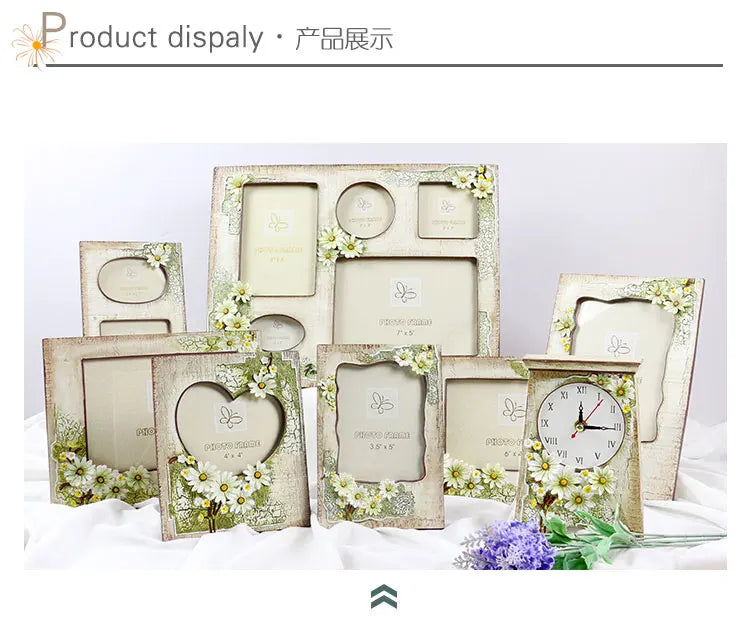 cadre photo vintage floral beige clair fleurs jaunes romantique differentes tailles adhésif