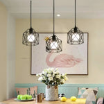 suspension lumineuse industrielle noir grille géométrique opacité ampoules e27