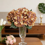 bouquet artificiel hortensia soie blanc vert marron rose beige vases transparents classique moderneintérieurDecorationFleursArtificielles