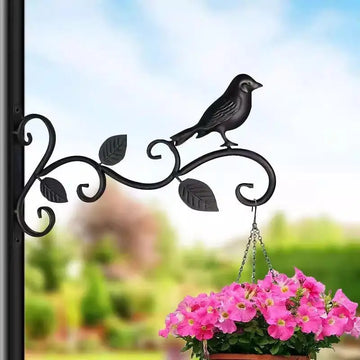 supports murals décoratifs oiseau feuilles fleurs noires rouges suspendus extérieur patio balcon