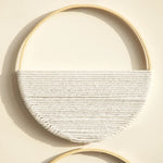 décorations murales bohèmes demi cercle cordage texturé blanc beige doré minimaliste