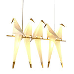 chandelier moderne oiseaux suspension blanc doré fluo lumières fixations métal artistique