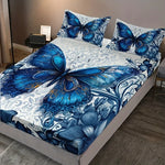drap lit bleu papillons fleurs moderne coton polyester 150x200cm 180x200cm 200x220cm taies oreiller