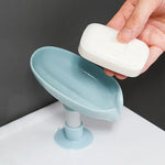 support savon moderne plastique blanc vert pastel texture gouttes d'eau fixé ventouse plateau douche