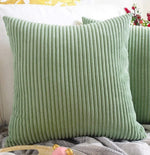housse coussin velours côtelé rayée beige décorative canapé salon lit moderne doux