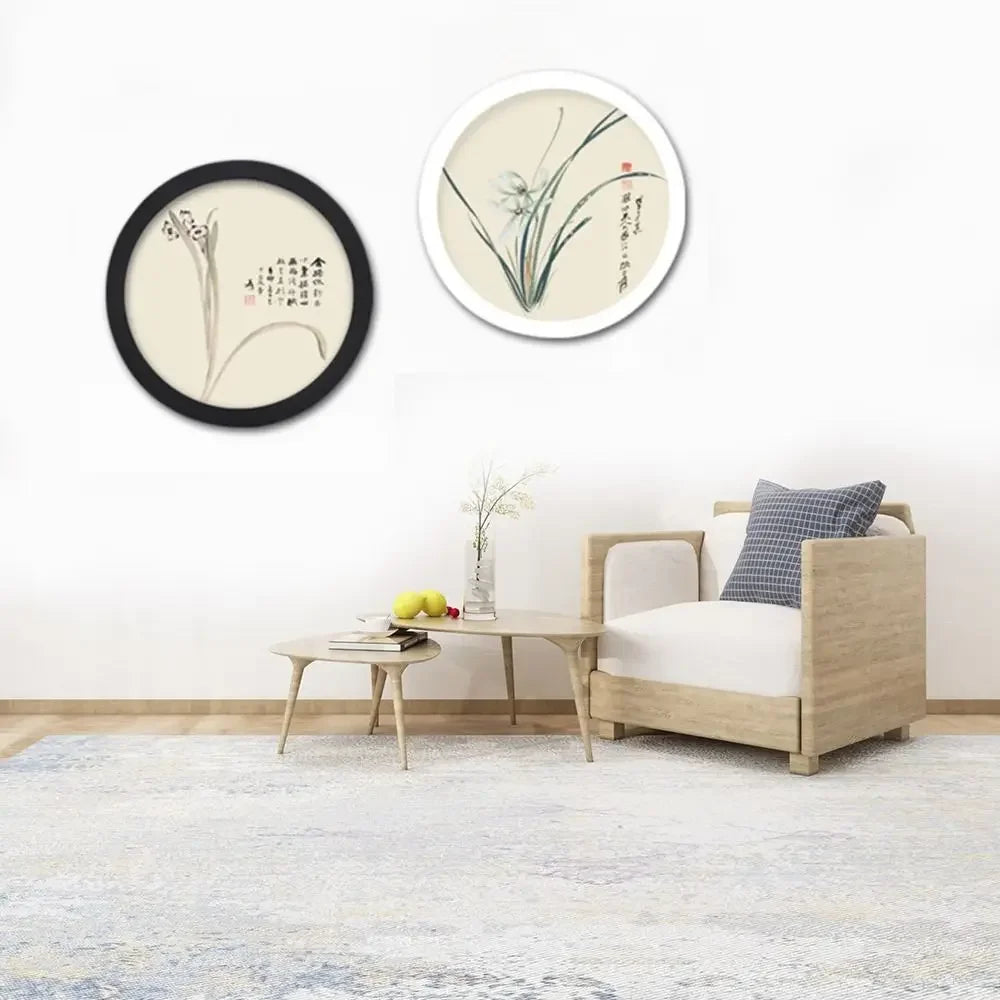 cadres photo ronds décoration murale bois texturée moderne minimaliste bohème différents