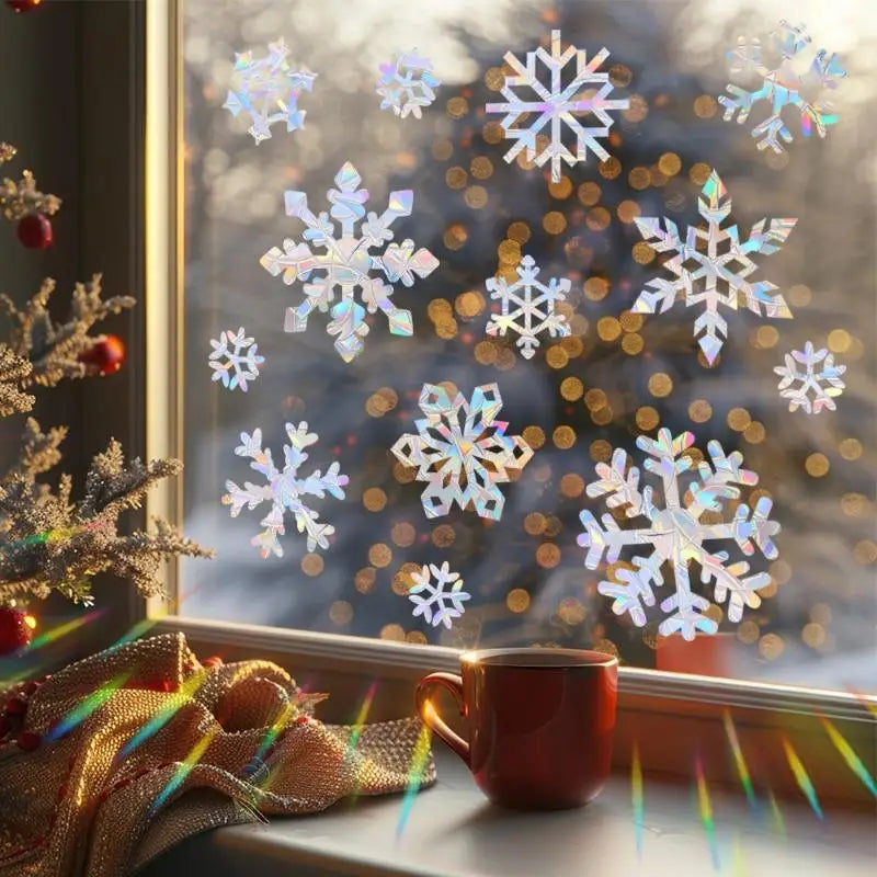 décoration fenêtre fêtes flocons neige mouton happy year 2027 adhésif multicolore festive