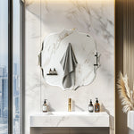 miroir moderne argenté bord dentelé sans cadre portable 80cm 80cm autonome