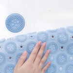 tapis bain antidérapant gris floral motifs points moderne doux drainage