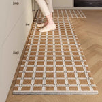 tapis carreaux géométriques moderne beige marron clair imperméable antidérapant