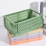 caisse rangement pliable moderne ventilée clips latéraux beige vert rose jaune violet opacité