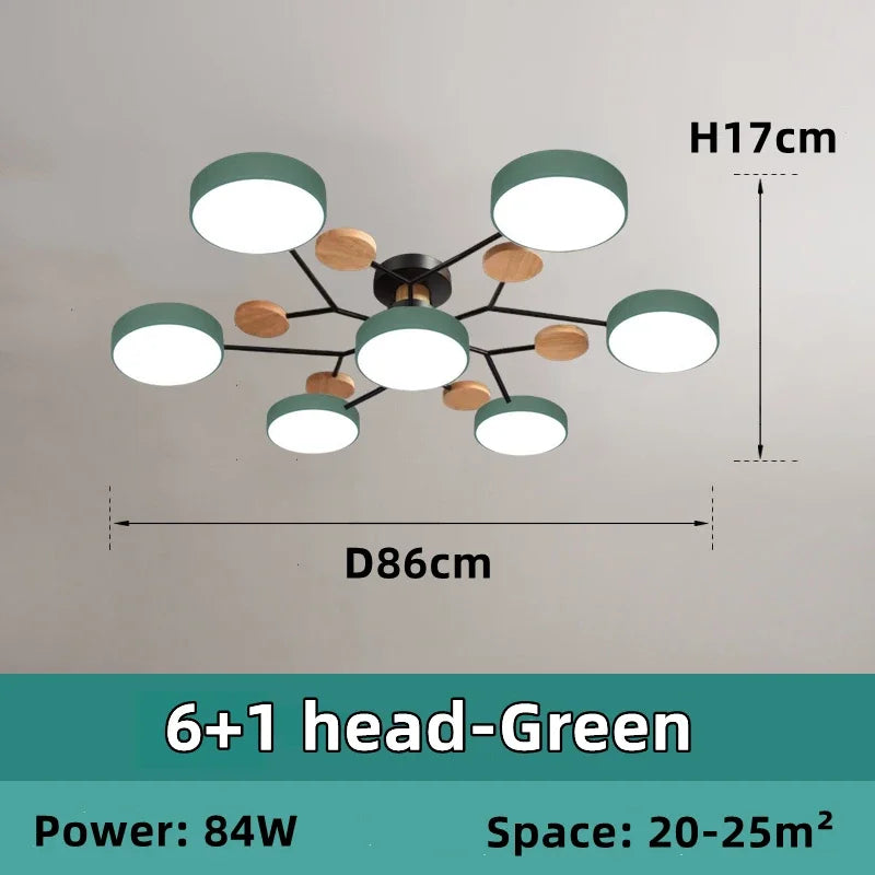 lampe suspension moderne noir bois gris vert circulaire relief scandinave
