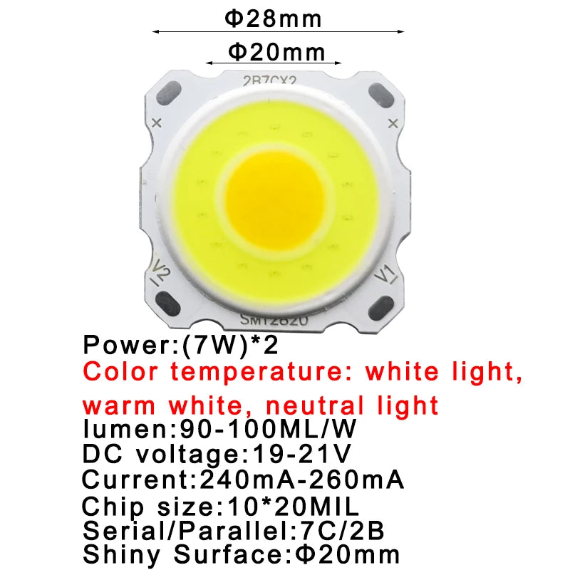 ampoules led cob blanc jaune 3w 5w 7w 10w rondes modernes phi28mm phi20mm