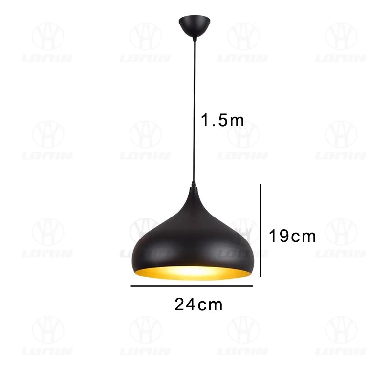 lampe suspension moderne noir doré aluminium luminaire intérieur salon cuisine restaurant industriel