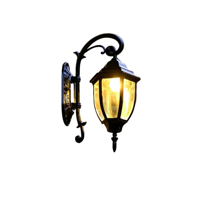 lampe murale vintage classique noir doré verre translucide motifs floraux éclairage nuit étanche industrielle