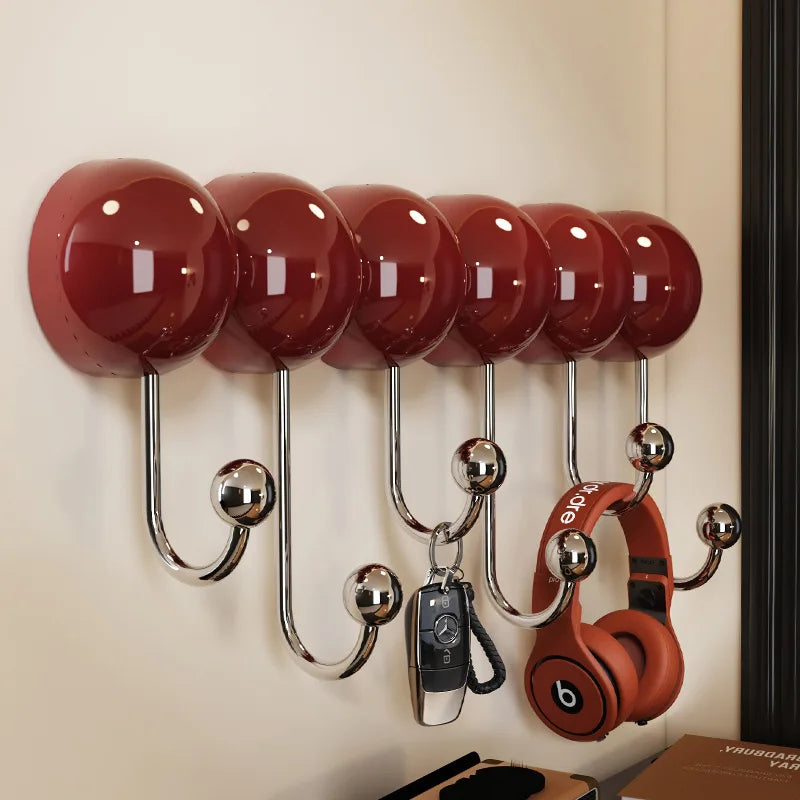 porte clés mural moderne rouge crochets métalliques adhésifs organisateur manteaux sacs clés chambre entrée