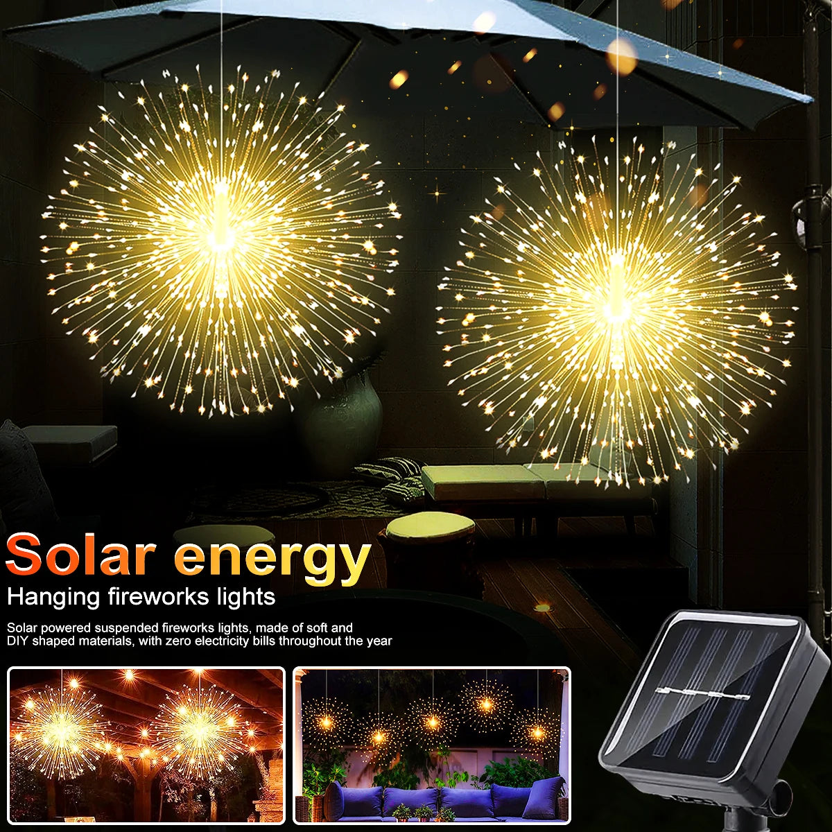 guirlande lumineuse solaire 90 150 200 leds multicolore étoiles moderne extérieur festive noël patio