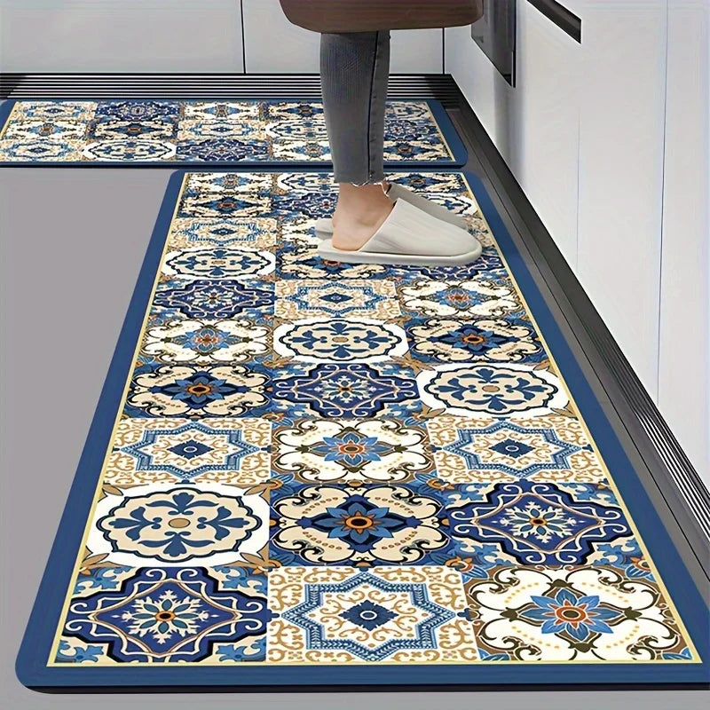 tapis sol intérieur antidérapant pvc motifs géométriques classiques cuisine salle bain porte