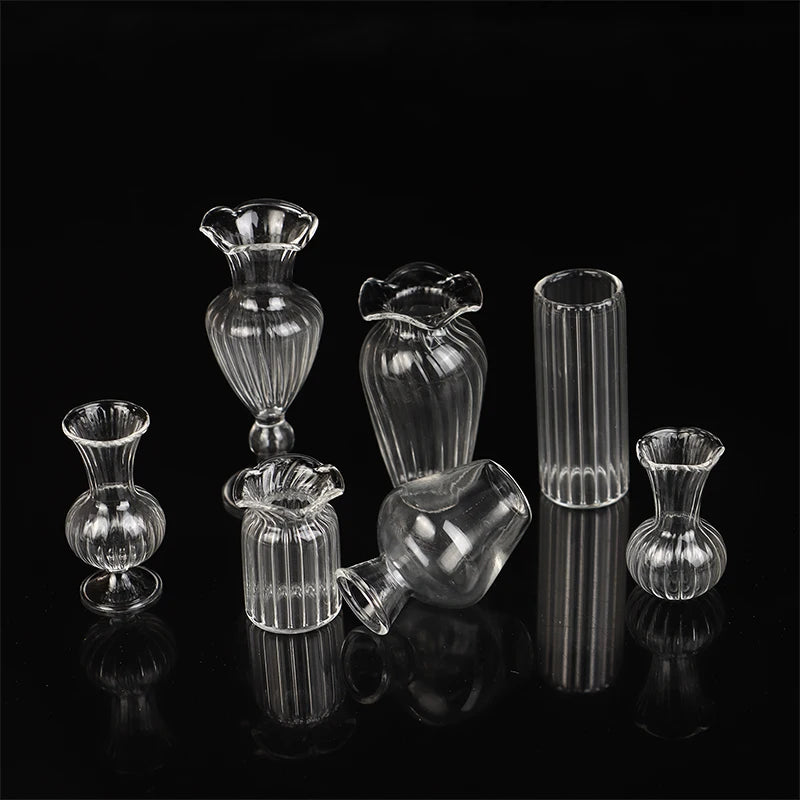 vases verre transparent rayures verticales classique terrarium hydroponique plante d'art artisanat fixations solides