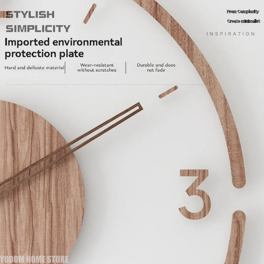 horloge murale moderne bois grainé transparente beige clair minimaliste chiffres fleurs fruits