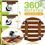 plateforme mobile plante roues verrouillables bois rustique 35cm diamètre 30cm 25cm