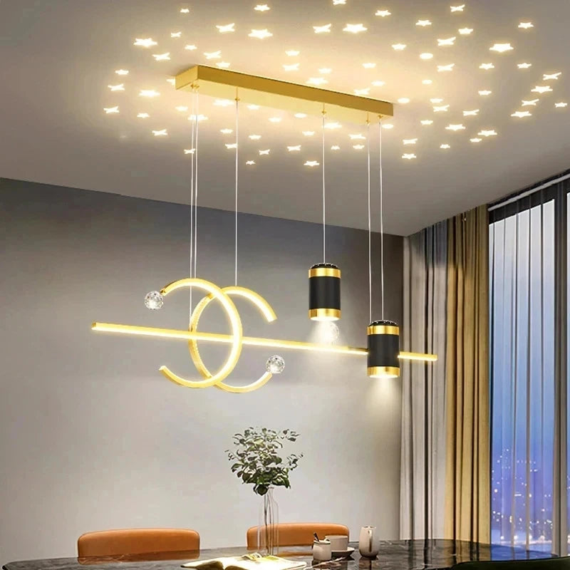 suspension lumineuse moderne ampoules led noir doré blanc circulaire minimaliste